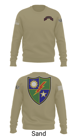 Crew Neck Sweatshirt, 75th Ranger Regiment, Army, Teamtime, Team time, sublimation, custom sports apparel, team uniforms, spirit wear, spiritwear, sports uniforms, custom shirts, team store, custom team store, fundraiser sports, apparel fundraiser