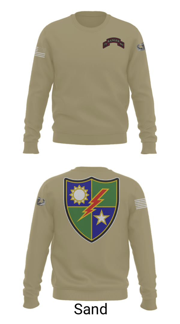 Crew Neck Sweatshirt, 75th Ranger Regiment, Army, Teamtime, Team time, sublimation, custom sports apparel, team uniforms, spirit wear, spiritwear, sports uniforms, custom shirts, team store, custom team store, fundraiser sports, apparel fundraiser