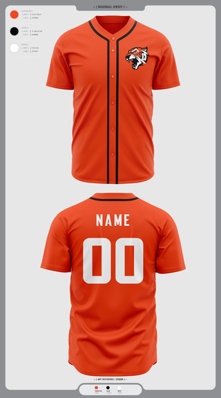 Full Button Baseball Jersey, Orangeville Bengals, Baseball, Teamtime, Team time, sublimation, custom sports apparel, team uniforms, spirit wear, spiritwear, sports uniforms, custom shirts, team store, custom team store, fundraiser sports, apparel fundraiser