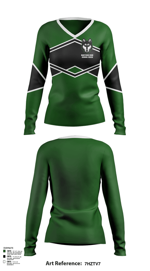 Womens Long Sleeve Vneck Shirt, Hartford High School Cheer, Cheer, Teamtime, Team time, sublimation, custom sports apparel, team uniforms, spirit wear, spiritwear, sports uniforms, custom shirts, team store, custom team store, fundraiser sports, apparel fundraiser