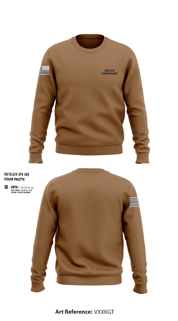 Crew Neck Sweatshirt, Delta company, Army, Teamtime, Team time, sublimation, custom sports apparel, team uniforms, spirit wear, spiritwear, sports uniforms, custom shirts, team store, custom team store, fundraiser sports, apparel fundraiser