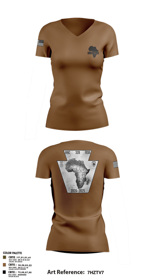 Womens Short Sleeve Vneck Shirt, HHC 328th BSB, National Guard, Teamtime, Team time, sublimation, custom sports apparel, team uniforms, spirit wear, spiritwear, sports uniforms, custom shirts, team store, custom team store, fundraiser sports, apparel fundraiser