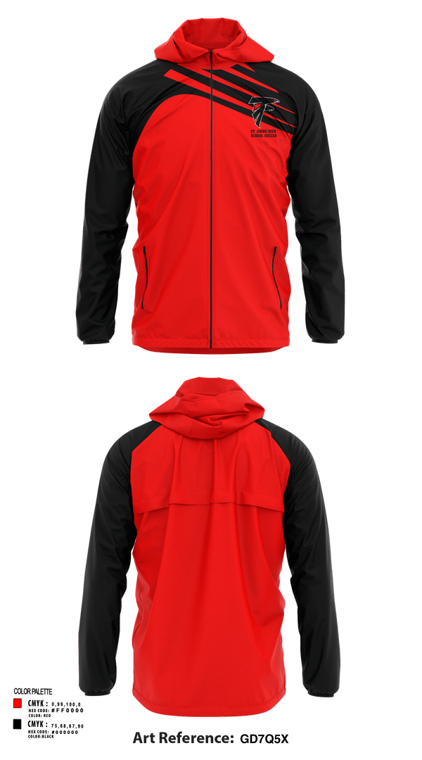 Windbreaker, St Johns High School Soccer, Men's Soccer, Teamtime, Team time, sublimation, custom sports apparel, team uniforms, spirit wear, spiritwear, sports uniforms, custom shirts, team store, custom team store, fundraiser sports, apparel fundraiser