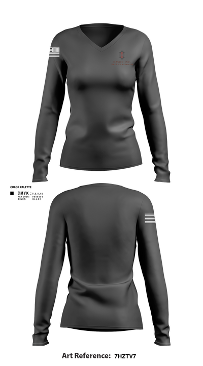 HAVOC INC 6408447 Women's Long Sleeve V-neck Shirt - 46
