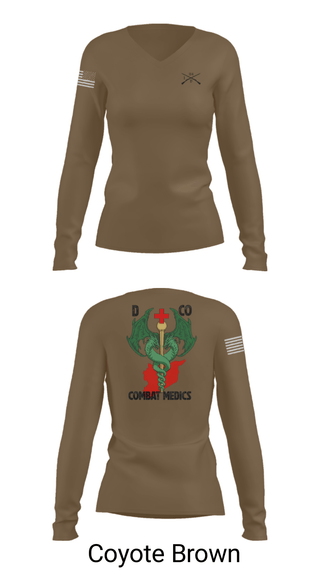 Womens Long Sleeve Vneck Shirt, D-co 1-114th, Army, Teamtime, Team time, sublimation, custom sports apparel, team uniforms, spirit wear, spiritwear, sports uniforms, custom shirts, team store, custom team store, fundraiser sports, apparel fundraiser