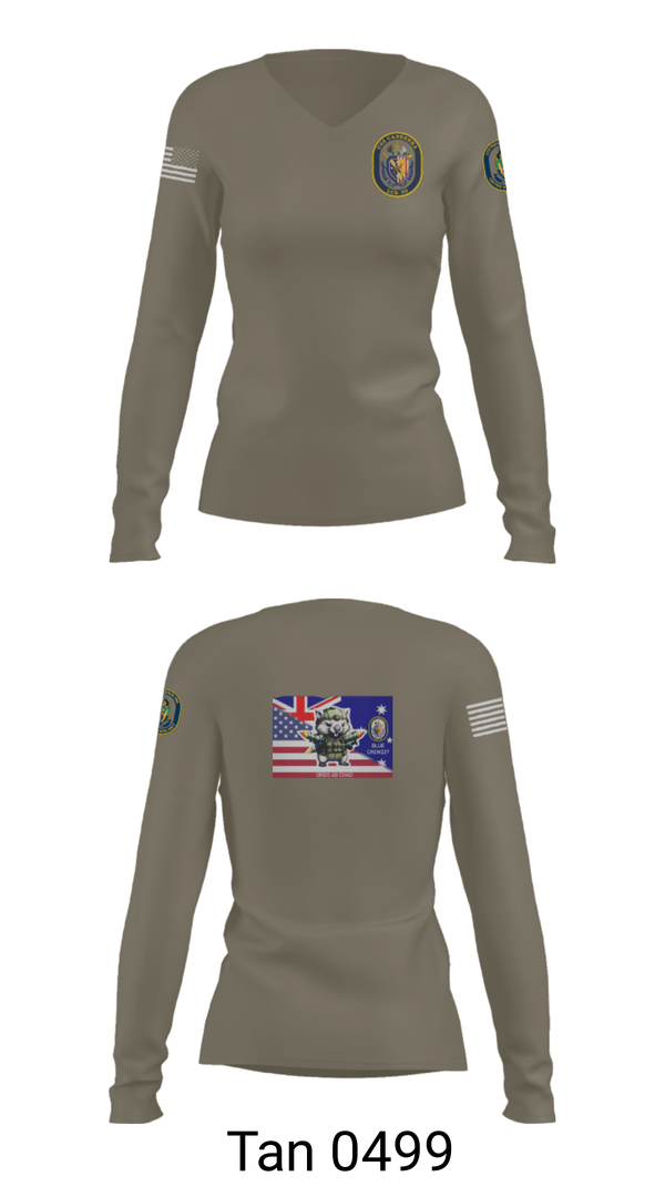 Womens Long Sleeve Vneck Shirt, USS CANBERRA (LCS 30), Navy, Teamtime, Team time, sublimation, custom sports apparel, team uniforms, spirit wear, spiritwear, sports uniforms, custom shirts, team store, custom team store, fundraiser sports, apparel fundraiser