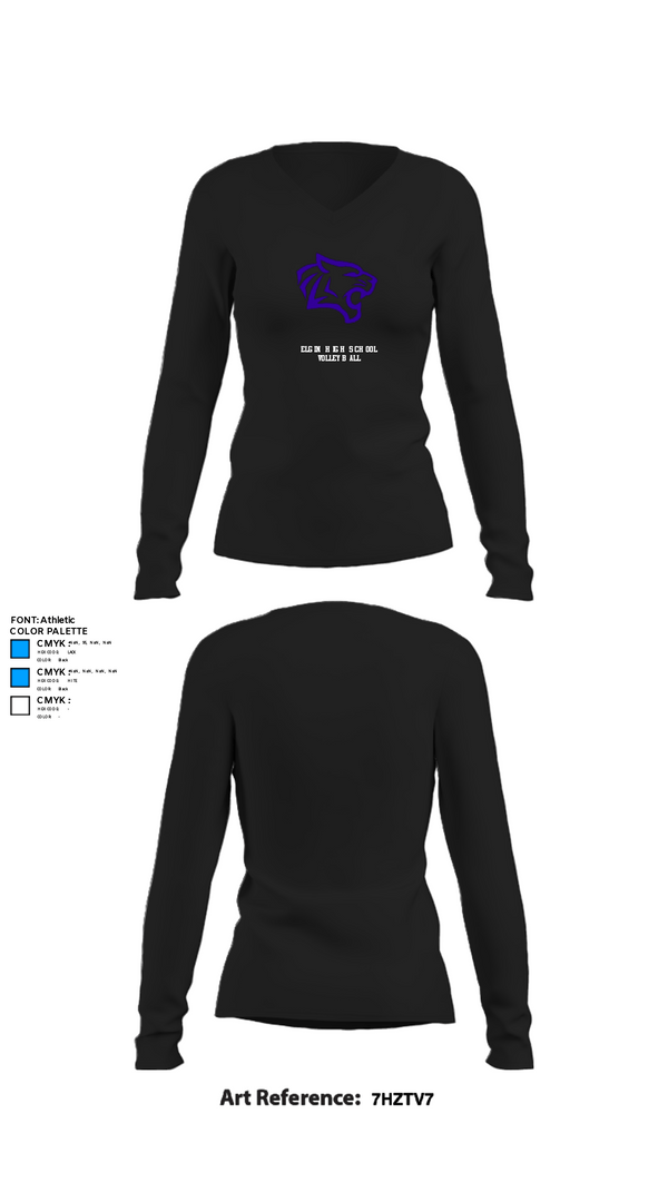 Women's Long Sleeve Vneck Shirt, Elgin High School Volleyball, Women's Volleyball, Teamtime, Team time, sublimation, custom sports apparel, team uniforms, spirit wear, spiritwear, sports uniforms, custom shirts, team store, custom team store, fundraiser sports, apparel fundraiser