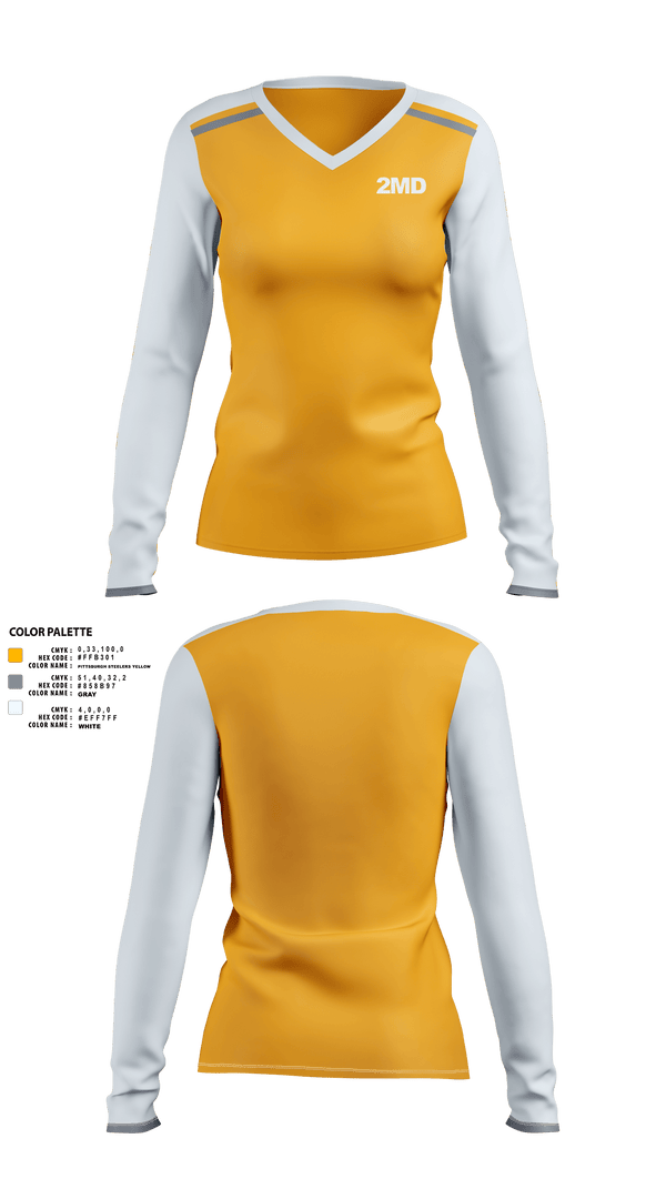Womens Long Sleeve Vneck Shirt, 2MD, E-Sports, Teamtime, Team time, sublimation, custom sports apparel, team uniforms, spirit wear, spiritwear, sports uniforms, custom shirts, team store, custom team store, fundraiser sports, apparel fundraiser