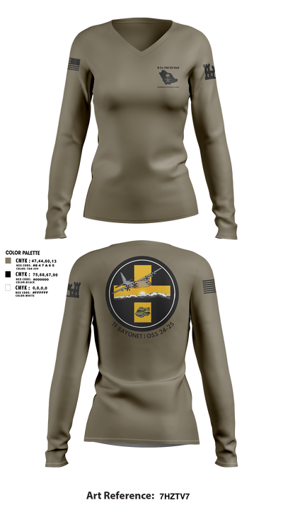 B Co 766 EN BeB 1st Platoon Armored Turtles Women's Long Sleeve V-neck Shirt - 1