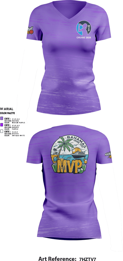MVP Cruise 2025 37485566 Women's Short Sleeve V-neck Shirt - 1
