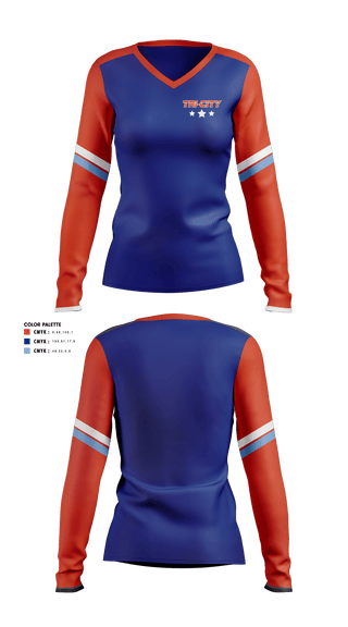 Womens Long Sleeve Vneck Shirt, Tri-City Eagles, Ice Hockey, Teamtime, Team time, sublimation, custom sports apparel, team uniforms, spirit wear, spiritwear, sports uniforms, custom shirts, team store, custom team store, fundraiser sports, apparel fundraiser