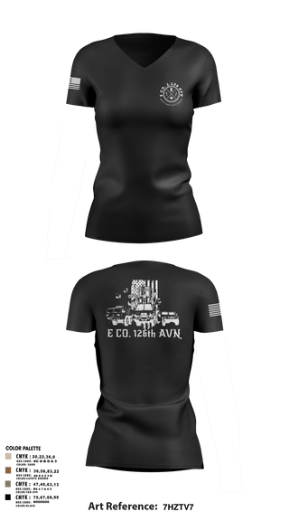 Womens Short Sleeve Vneck Shirt, B Co. 1-126AVN, Army, Teamtime, Team time, sublimation, custom sports apparel, team uniforms, spirit wear, spiritwear, sports uniforms, custom shirts, team store, custom team store, fundraiser sports, apparel fundraiser