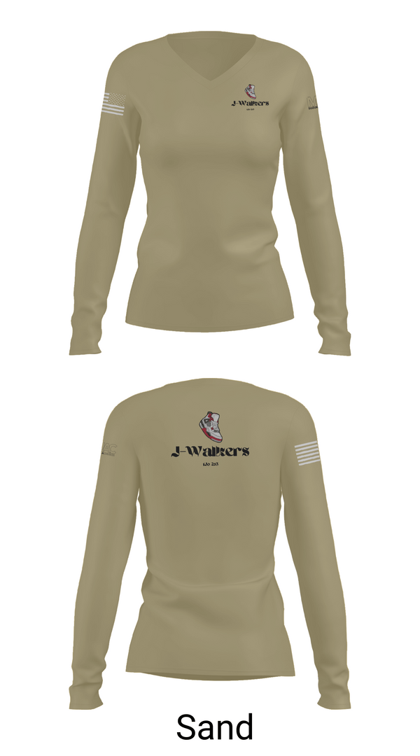 Womens Long Sleeve Vneck Shirt 1, J WALKERS, Air Force, Teamtime, Team time, sublimation, custom sports apparel, team uniforms, spirit wear, spiritwear, sports uniforms, custom shirts, team store, custom team store, fundraiser sports, apparel fundraiser