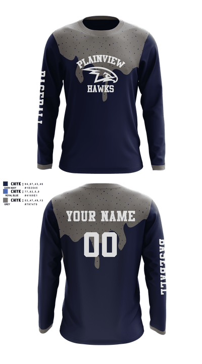 Plainview Hawks 8354559 Long Sleeve Performance Shirt 23