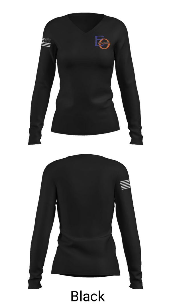 Women's Long Sleeve Vneck Shirt, East Orange County Little League, Baseball, Teamtime, Team time, sublimation, custom sports apparel, team uniforms, spirit wear, spiritwear, sports uniforms, custom shirts, team store, custom team store, fundraiser sports, apparel fundraiser
