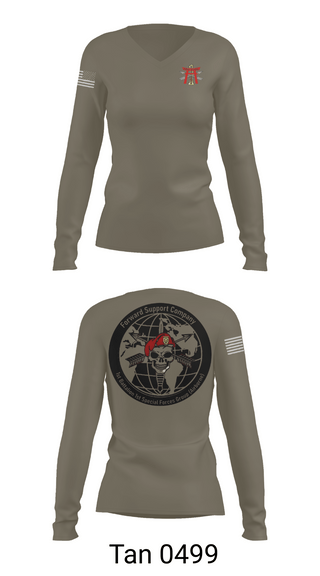 Womens Long Sleeve Vneck Shirt 1, FSC 1-1SFG, Army, Teamtime, Team time, sublimation, custom sports apparel, team uniforms, spirit wear, spiritwear, sports uniforms, custom shirts, team store, custom team store, fundraiser sports, apparel fundraiser