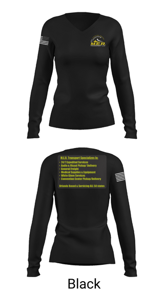 Womens Long Sleeve Vneck Shirt, M.E.R. TRANSPORT LLC, , Teamtime, Team time, sublimation, custom sports apparel, team uniforms, spirit wear, spiritwear, sports uniforms, custom shirts, team store, custom team store, fundraiser sports, apparel fundraiser