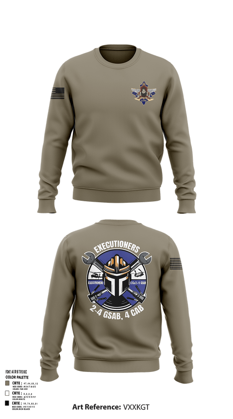 Crew Neck Sweatshirt, E 2-4 GSABE. Co 2-4 GSAB, Army, Teamtime, Team time, sublimation, custom sports apparel, team uniforms, spirit wear, spiritwear, sports uniforms, custom shirts, team store, custom team store, fundraiser sports, apparel fundraiser