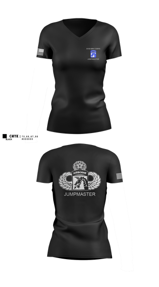 Womens Short Sleeve Vneck Shirt, 112th Signal Jumpmaster, Army, Teamtime, Team time, sublimation, custom sports apparel, team uniforms, spirit wear, spiritwear, sports uniforms, custom shirts, team store, custom team store, fundraiser sports, apparel fundraiser
