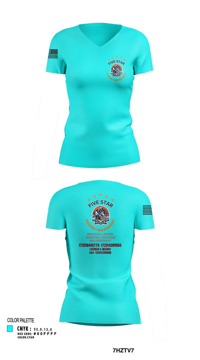 5 Star 18393940 Women's Short Sleeve V-neck Shirt - 113