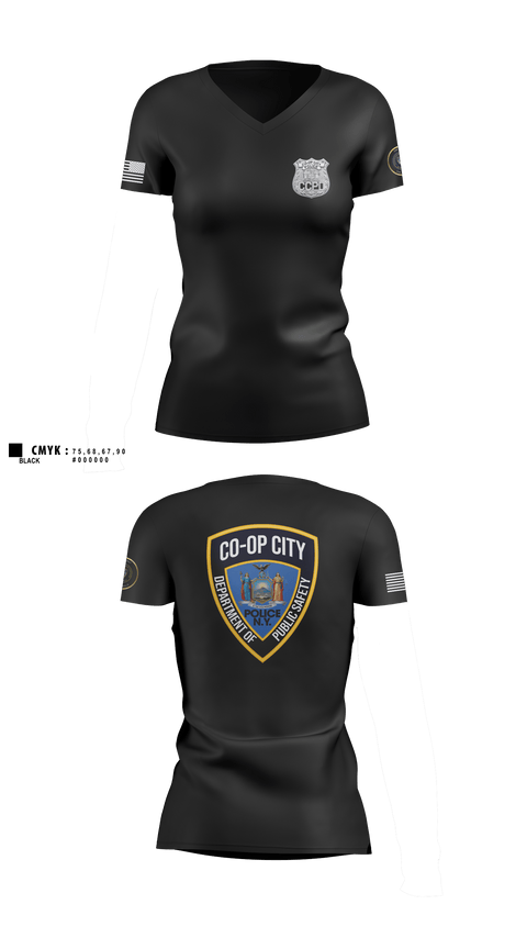 Womens Short Sleeve Vneck Shirt, Co-op City Police Department, Police, Teamtime, Team time, sublimation, custom sports apparel, team uniforms, spirit wear, spiritwear, sports uniforms, custom shirts, team store, custom team store, fundraiser sports, apparel fundraiser