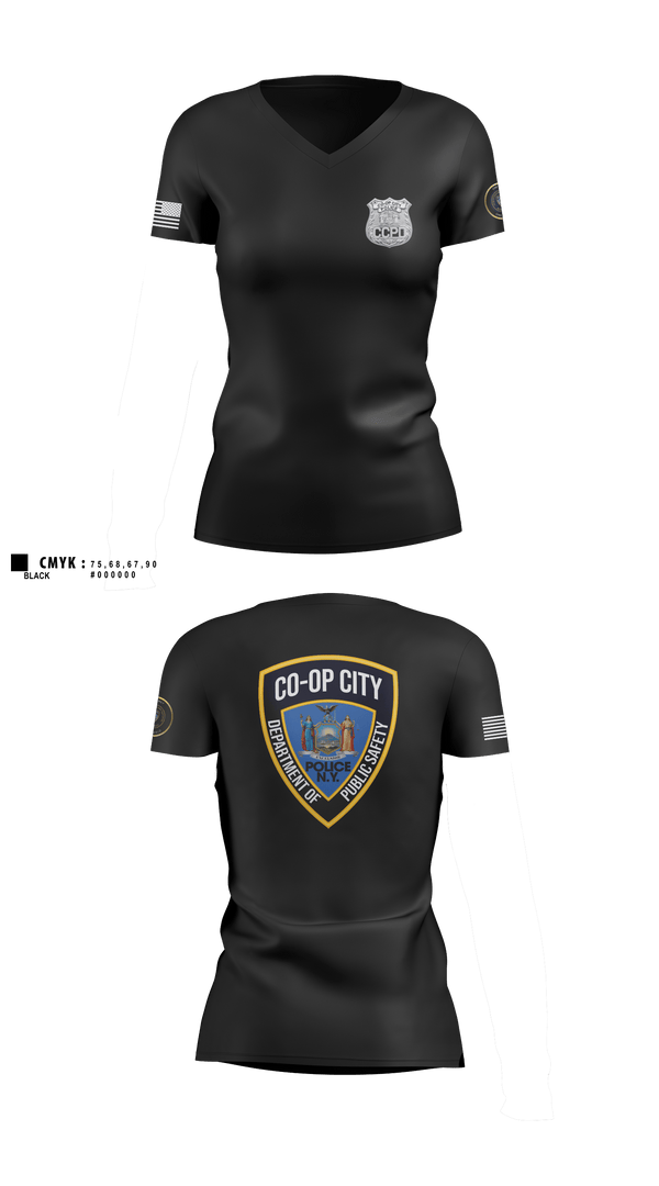Womens Short Sleeve Vneck Shirt, Co-op City Police Department, Police, Teamtime, Team time, sublimation, custom sports apparel, team uniforms, spirit wear, spiritwear, sports uniforms, custom shirts, team store, custom team store, fundraiser sports, apparel fundraiser
