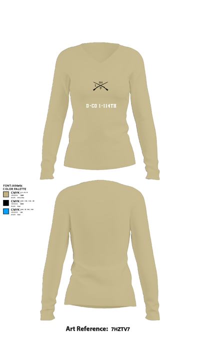 D-co 1-114th 40001496 Women's Long Sleeve V-neck Shirt - 82