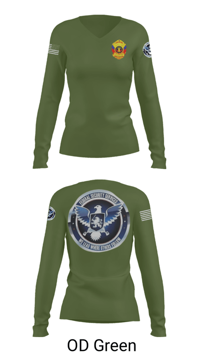 TS FEDERAL PRIVATE SECURITY & BODYGUARD 72741630 Women's Long Sleeve V-neck Shirt - 54