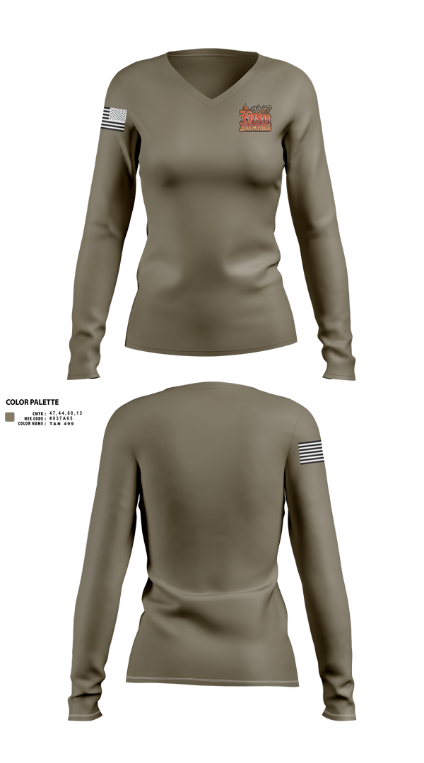 Womens Long Sleeve Vneck Shirt, West king frenchies, , Teamtime, Team time, sublimation, custom sports apparel, team uniforms, spirit wear, spiritwear, sports uniforms, custom shirts, team store, custom team store, fundraiser sports, apparel fundraiser