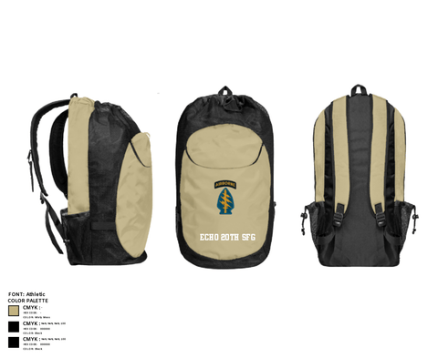 Gear Bag, Echo 20th SFG, National Guard, Teamtime, Team time, sublimation, custom sports apparel, team uniforms, spirit wear, spiritwear, sports uniforms, custom shirts, team store, custom team store, fundraiser sports, apparel fundraiser