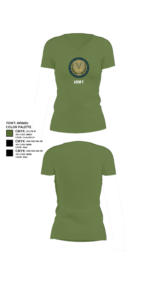 Women's Short Sleeve Vneck Shirt, 3-10 GSAB, Army, Teamtime, Team time, sublimation, custom sports apparel, team uniforms, spirit wear, spiritwear, sports uniforms, custom shirts, team store, custom team store, fundraiser sports, apparel fundraiser