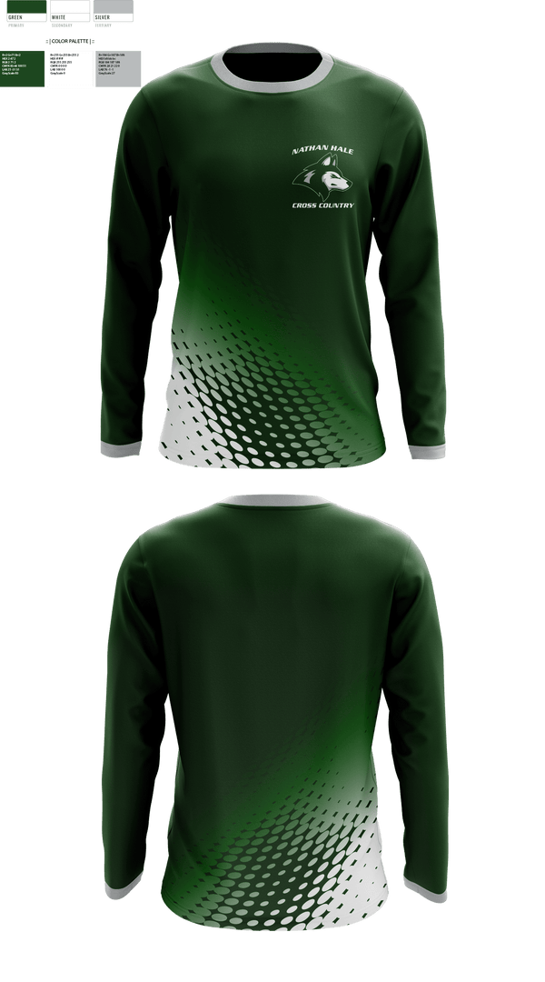 Long Sleeve Performance Shirt, Nathan Hale High School Cross Country, Cross Country, Teamtime, Team time, sublimation, custom sports apparel, team uniforms, spirit wear, spiritwear, sports uniforms, custom shirts, team store, custom team store, fundraiser sports, apparel fundraiser