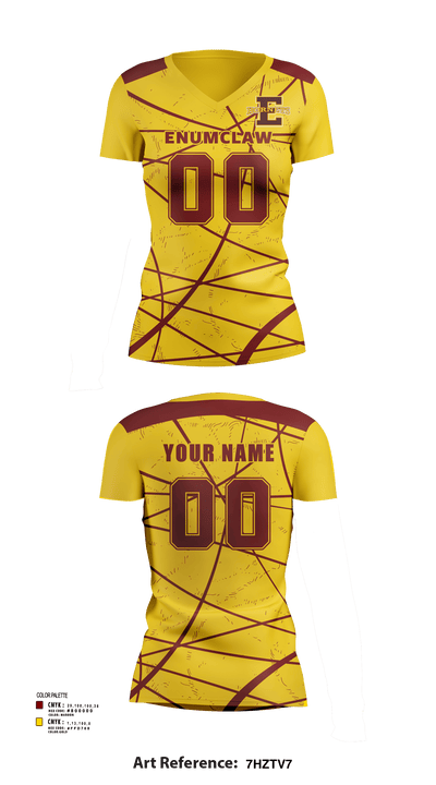 Enumclaw High School Volleyball 88836191 Women's Short Sleeve V-neck Shirt - 125