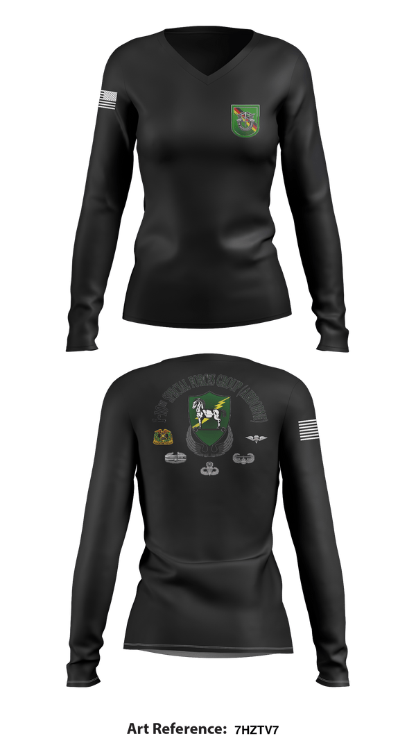 Womens Long Sleeve Vneck Shirt, 1-10 SFG FSC, Army, Teamtime, Team time, sublimation, custom sports apparel, team uniforms, spirit wear, spiritwear, sports uniforms, custom shirts, team store, custom team store, fundraiser sports, apparel fundraiser