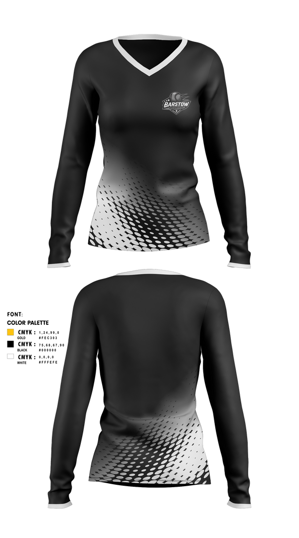Womens Long Sleeve Vneck Shirt, Barstow Little League Softball, Softball, Teamtime, Team time, sublimation, custom sports apparel, team uniforms, spirit wear, spiritwear, sports uniforms, custom shirts, team store, custom team store, fundraiser sports, apparel fundraiser