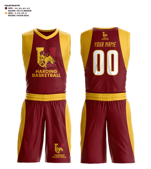 Basketball Uniform, Harding University High School Basketball, Men's Basketball, Teamtime, Team time, sublimation, custom sports apparel, team uniforms, spirit wear, spiritwear, sports uniforms, custom shirts, team store, custom team store, fundraiser sports, apparel fundraiser