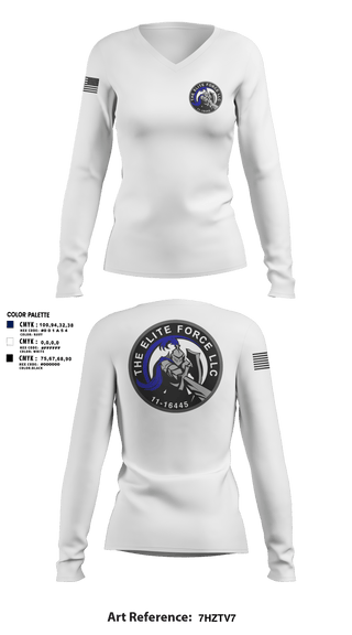 Womens Long Sleeve Vneck Shirt, The Elite Force Llc, Police, Teamtime, Team time, sublimation, custom sports apparel, team uniforms, spirit wear, spiritwear, sports uniforms, custom shirts, team store, custom team store, fundraiser sports, apparel fundraiser