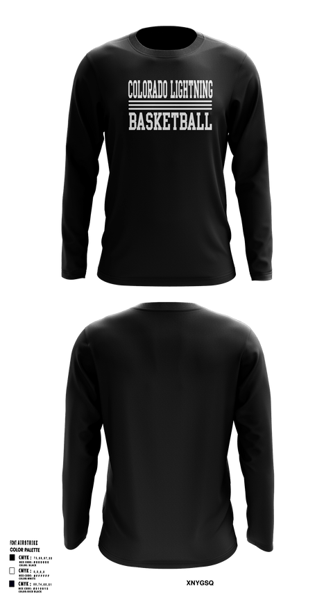 Long Sleeve Performance Shirt, Colorado Lightning Basketball Club, Men's Basketball, Teamtime, Team time, sublimation, custom sports apparel, team uniforms, spirit wear, spiritwear, sports uniforms, custom shirts, team store, custom team store, fundraiser sports, apparel fundraiser
