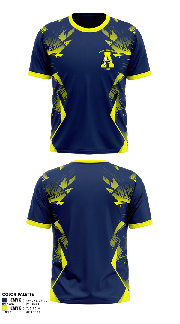 Short Sleeve Performance Shirt, Airport High School Cheer, Cheer, Teamtime, Team time, sublimation, custom sports apparel, team uniforms, spirit wear, spiritwear, sports uniforms, custom shirts, team store, custom team store, fundraiser sports, apparel fundraiser