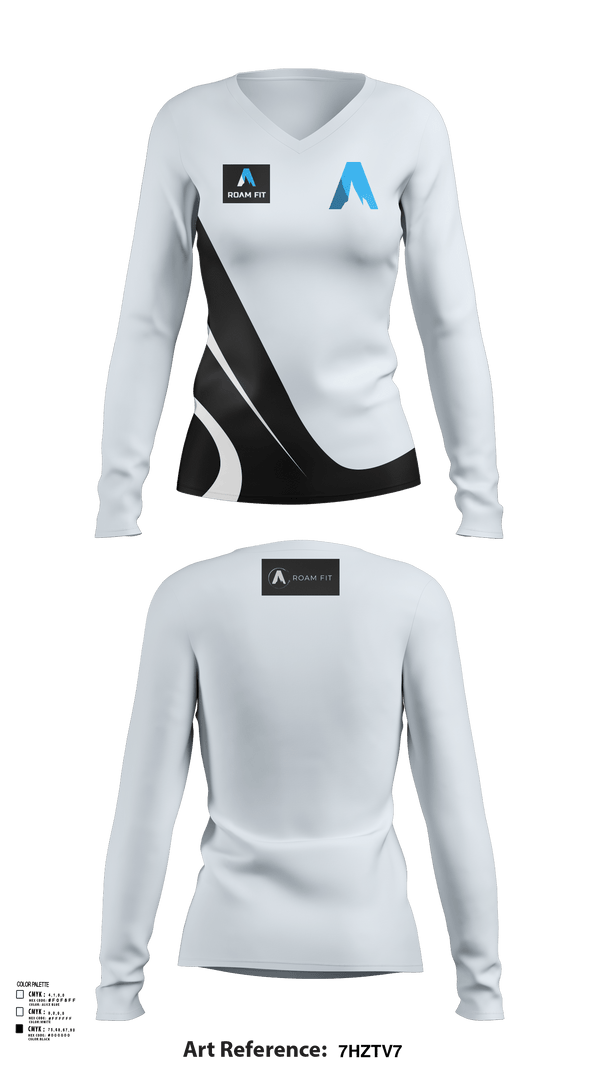 Womens Long Sleeve Vneck Shirt, Roam FIT, , Teamtime, Team time, sublimation, custom sports apparel, team uniforms, spirit wear, spiritwear, sports uniforms, custom shirts, team store, custom team store, fundraiser sports, apparel fundraiser