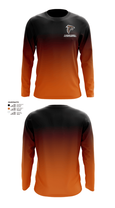 Flanagan Cornell Falcons Basketball 26275261 Long Sleeve Performance Shirt - 40
