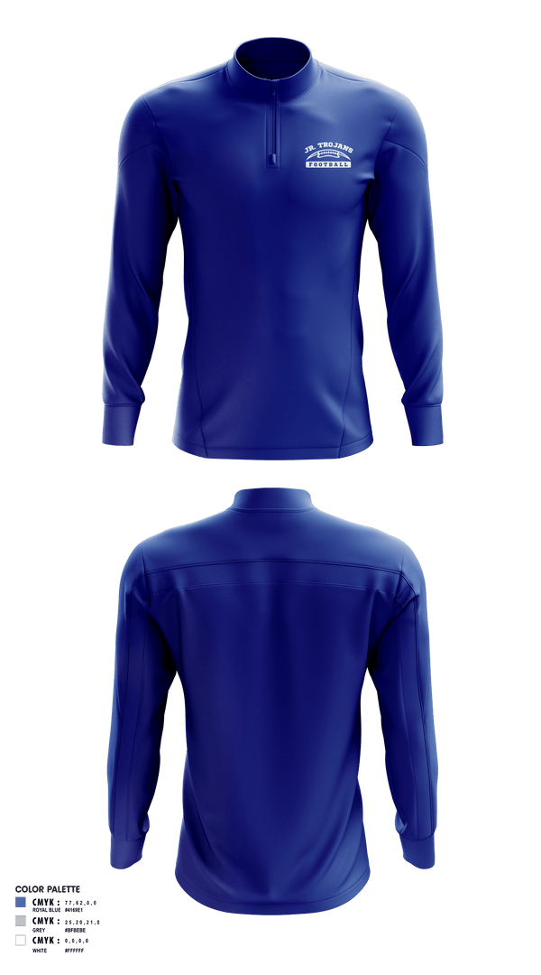 Quarter Zip Jacket, Orland Jr Trojans Football, Football, Teamtime, Team time, sublimation, custom sports apparel, team uniforms, spirit wear, spiritwear, sports uniforms, custom shirts, team store, custom team store, fundraiser sports, apparel fundraiser