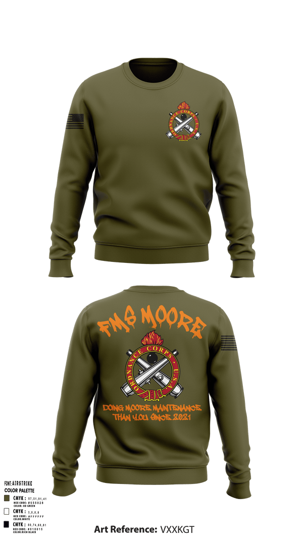 Crew Neck Sweatshirt, FMS Moore, Army, Teamtime, Team time, sublimation, custom sports apparel, team uniforms, spirit wear, spiritwear, sports uniforms, custom shirts, team store, custom team store, fundraiser sports, apparel fundraiser