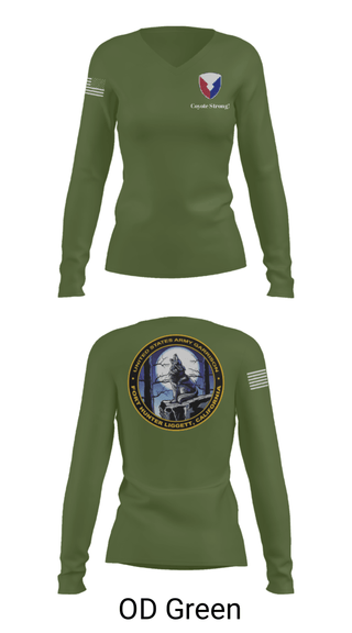 Women's Long Sleeve Vneck Shirt, USAG Fort Hunter Liggett, Army, Teamtime, Team time, sublimation, custom sports apparel, team uniforms, spirit wear, spiritwear, sports uniforms, custom shirts, team store, custom team store, fundraiser sports, apparel fundraiser