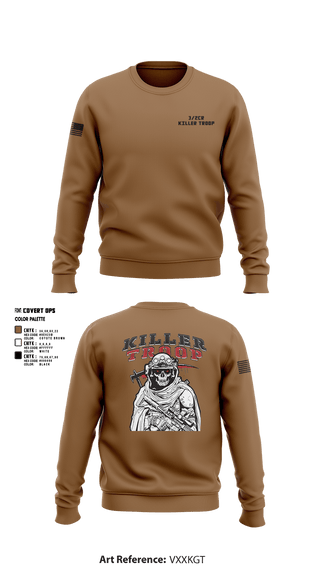 Crew Neck Sweatshirt, 3/2CR Killer Troop, Army, Teamtime, Team time, sublimation, custom sports apparel, team uniforms, spirit wear, spiritwear, sports uniforms, custom shirts, team store, custom team store, fundraiser sports, apparel fundraiser