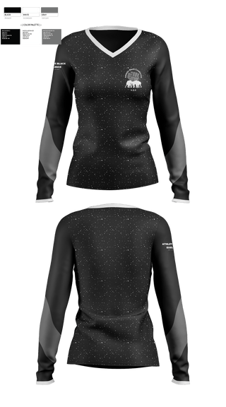 Womens Long Sleeve Vneck Shirt, Athletic Black Excellence, Track & Field, Teamtime, Team time, sublimation, custom sports apparel, team uniforms, spirit wear, spiritwear, sports uniforms, custom shirts, team store, custom team store, fundraiser sports, apparel fundraiser