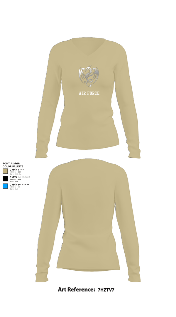 Women's Long Sleeve Vneck Shirt, 18th Air Support Operations Group, Air Force, Teamtime, Team time, sublimation, custom sports apparel, team uniforms, spirit wear, spiritwear, sports uniforms, custom shirts, team store, custom team store, fundraiser sports, apparel fundraiser