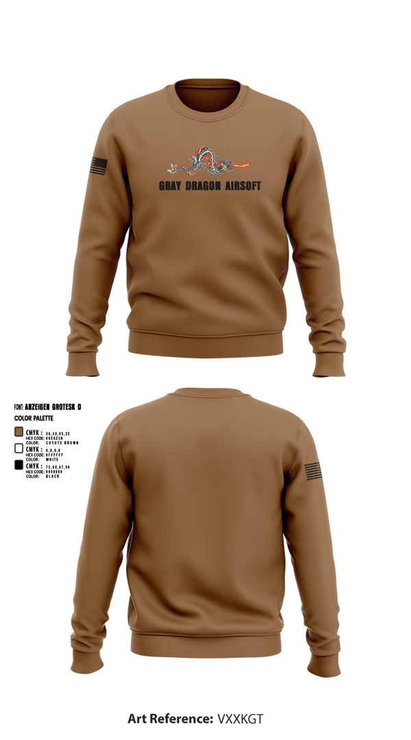 Crew Neck Sweatshirt, Gray Dragon Airsoft, , Teamtime, Team time, sublimation, custom sports apparel, team uniforms, spirit wear, spiritwear, sports uniforms, custom shirts, team store, custom team store, fundraiser sports, apparel fundraiser