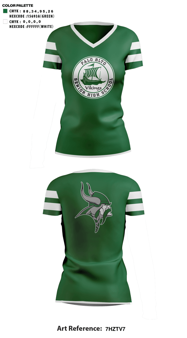 Womens Short Sleeve Vneck Shirt, Palo Alto High School Cheer, Cheer, Teamtime, Team time, sublimation, custom sports apparel, team uniforms, spirit wear, spiritwear, sports uniforms, custom shirts, team store, custom team store, fundraiser sports, apparel fundraiser