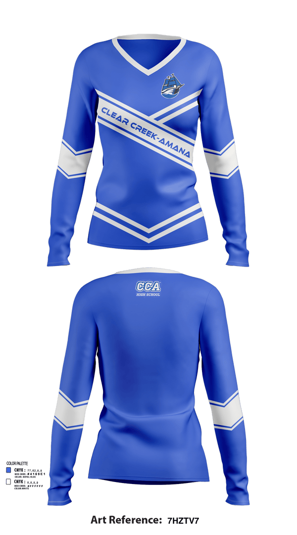 Womens Long Sleeve Vneck Shirt, Clear Creek-Amana High School Cheer, Cheer, Teamtime, Team time, sublimation, custom sports apparel, team uniforms, spirit wear, spiritwear, sports uniforms, custom shirts, team store, custom team store, fundraiser sports, apparel fundraiser
